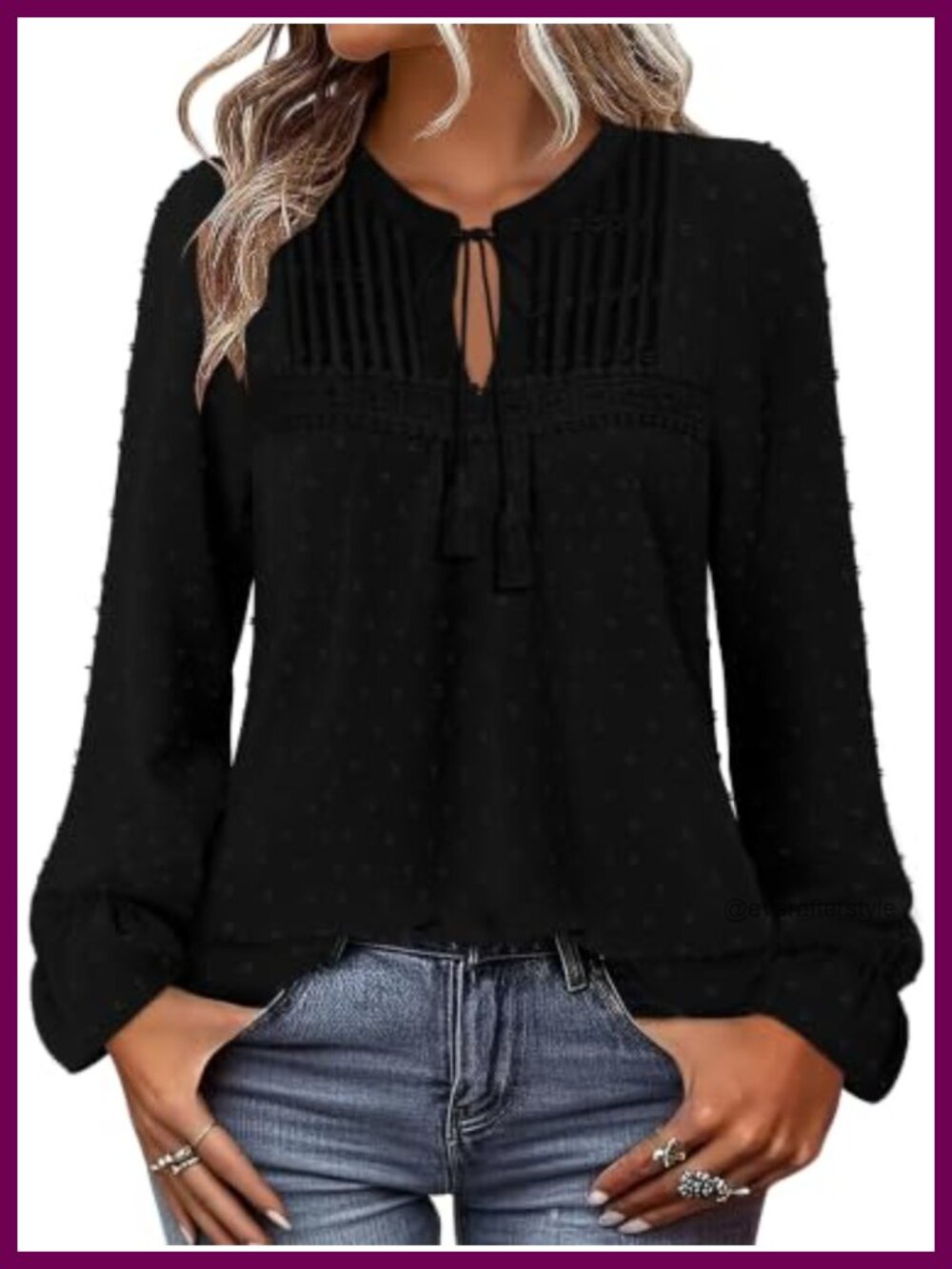 Womens Swiss Dot Lace Boho Tunic Top Long Sleeve Peasant Blouse